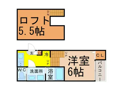 ハーモニーテラス長筬町II(1K/1階)の間取り写真