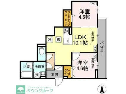 CHARM高倉(2LDK/1階)の間取り写真