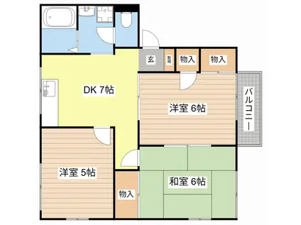 フレックスI(3DK/2階)の間取り写真