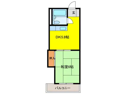 緑園第ニサンコーポ(1DK/3階)の間取り写真