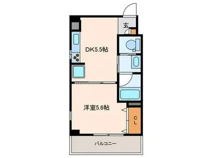 リライアンス樽屋町(1DK/2階)の間取り写真