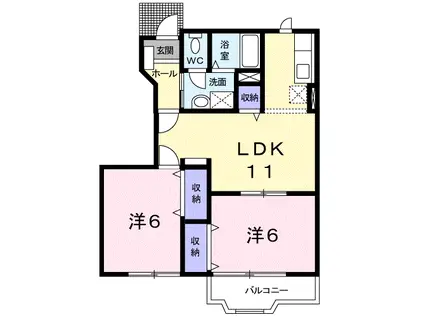 カーサ・グランデA(2LDK/1階)の間取り写真