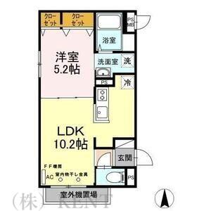 D-ROOM発寒南(1LDK/1階)の間取り写真