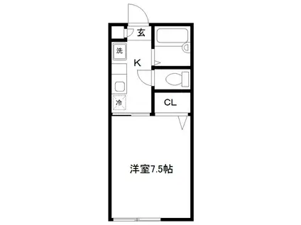 フレグランス千代田(1K/1階)の間取り写真