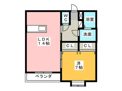 レスコ桃園(1LDK/3階)の間取り写真