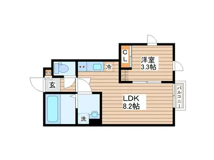 デュマンI(1LDK/1階)の間取り写真