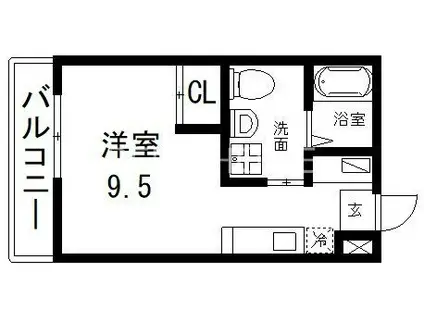 LIVINGLIFE長瀬 ウエスト(ワンルーム/2階)の間取り写真