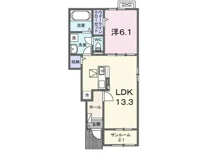 リヒト ファミリエ I 1LDKBHTS(1LDK/1階)の間取り写真