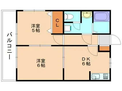 メゾンド津屋崎(2DK/2階)の間取り写真