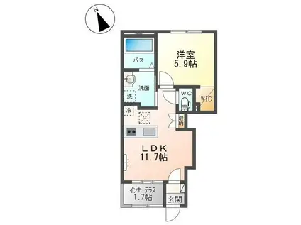 アルカンシエルI(1LDK/1階)の間取り写真