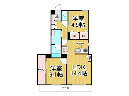 シャーメゾンガーデンズ夙川松園町(2LDK/1階)の間取り写真