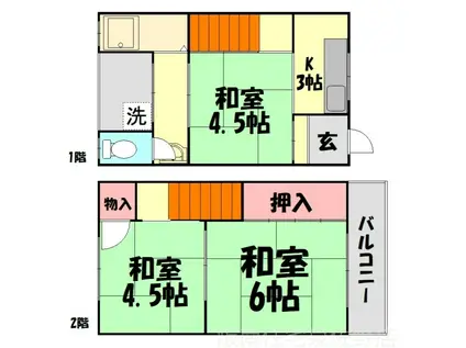 昌和荘(3K/1階)の間取り写真