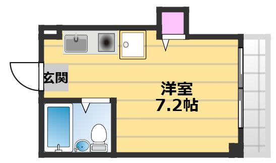 アミューズマンションむさし2(ワンルーム/2階)の間取り写真