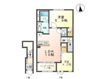 エバーガーデン(2LDK/2階)の間取り写真