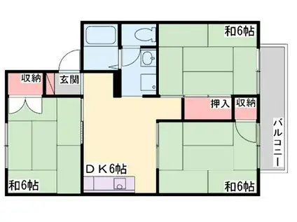 ファミールみやび(3DK/1階)の間取り写真