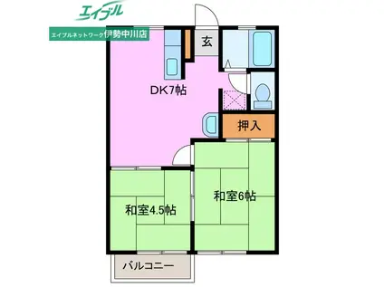 ハイツアーバンⅠ(2DK/2階)の間取り写真