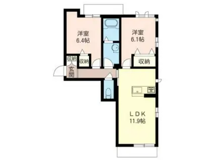 グリーンヒルズ元総社(2LDK/3階)の間取り写真