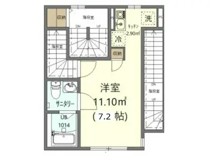 プレミア大久保(1K/2階)の間取り写真