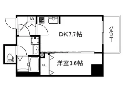 ASCLAIRE京都西院(1DK/3階)の間取り写真