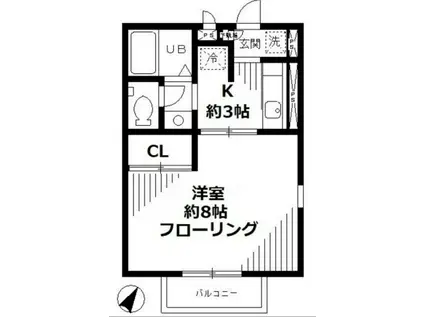 プロウ新柏(1K/1階)の間取り写真