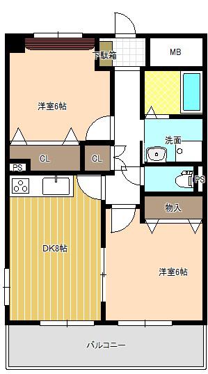 ジャルダン新栄(2DK/3階)の間取り写真