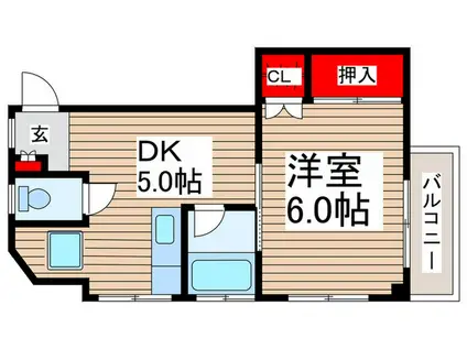 エクレールIII(1DK/2階)の間取り写真