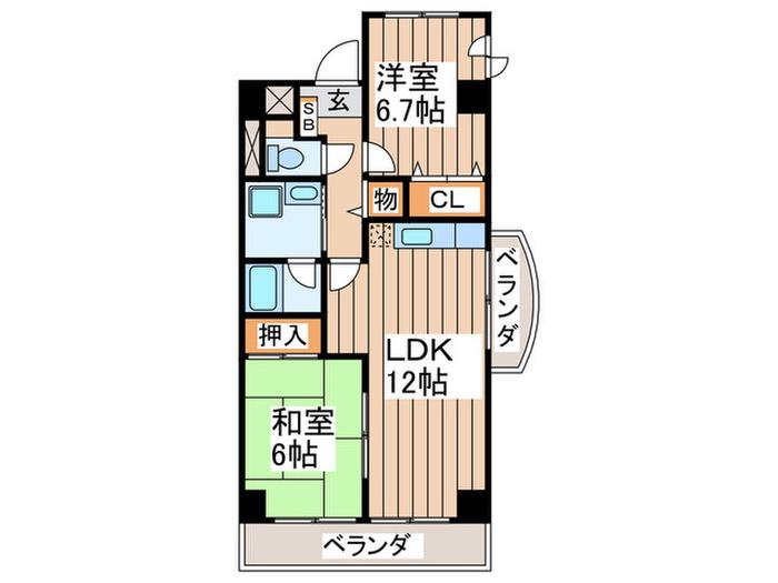 コーポノーブル(2LDK/4階)の間取り写真