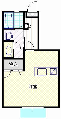 アイリスII(ワンルーム/2階)の間取り写真