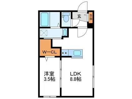 ONE-SOEN ワンーソウエン(1LDK/2階)の間取り写真
