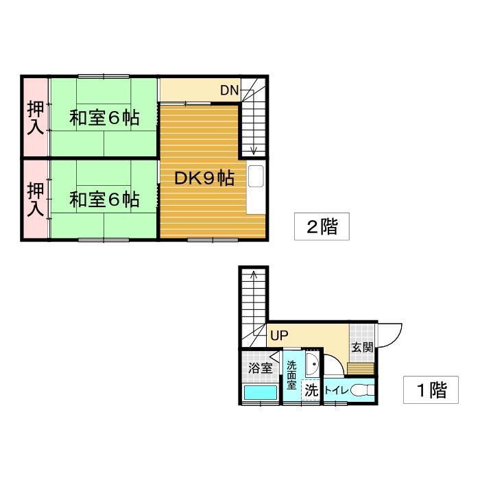 西川アパート(2DK/1階)の間取り写真