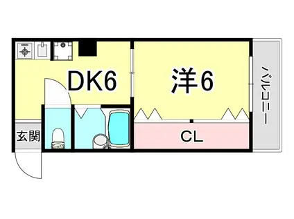 レジデンス灘(1DK/3階)の間取り写真