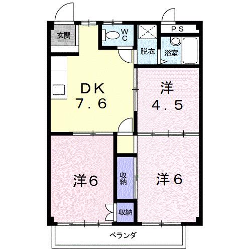 シティハイツ天の森(3DK/2階)の間取り写真