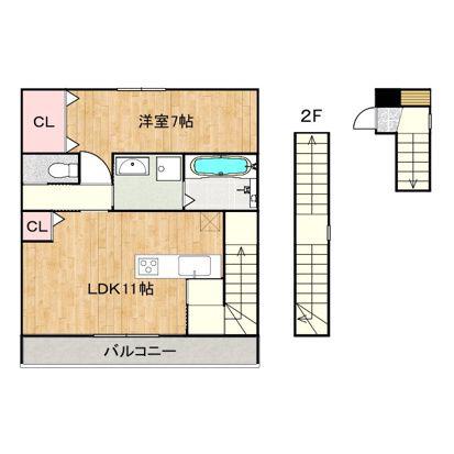 LUMINOUS C棟(1LDK/2階)の間取り写真