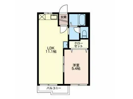 ハミングバード(1LDK/2階)の間取り写真