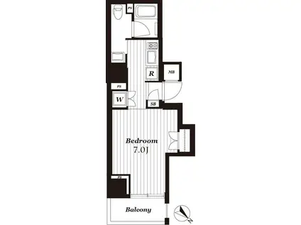 オープンレジデンシア銀座二丁目(1K/6階)の間取り写真