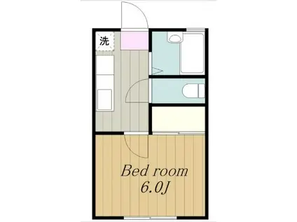 ハイツバンブーII(1K/2階)の間取り写真