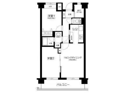 レールシティ十条 清水坂公園(2LDK/7階)の間取り写真
