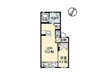 プリムヴェール 壱番館(1LDK/1階)の間取り写真