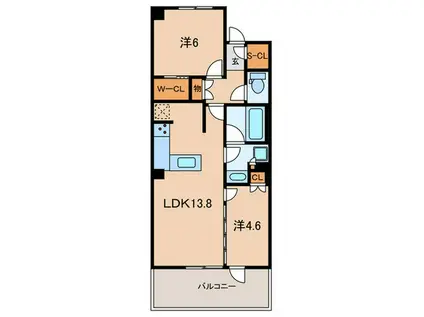 CENTRAL AIR CITY RESIDENCEI(2LDK/4階)の間取り写真