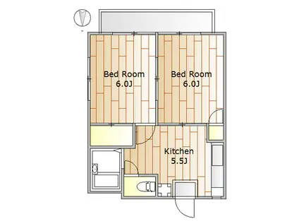 コーポ大岡山II(2K/1階)の間取り写真