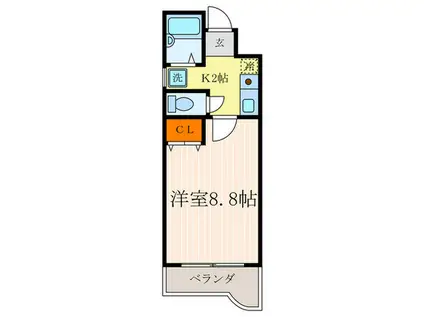 パレスCORE15(1K/4階)の間取り写真