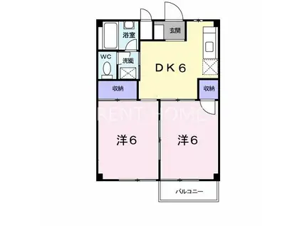 ハイツ田中1(2DK/2階)の間取り写真