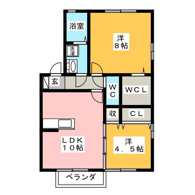 ボンヌ・シャンス C(2LDK/2階)の間取り写真