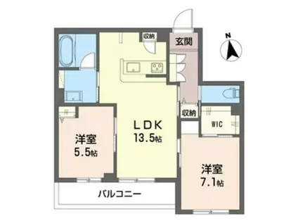 グランファミーユ登戸(2LDK/3階)の間取り写真