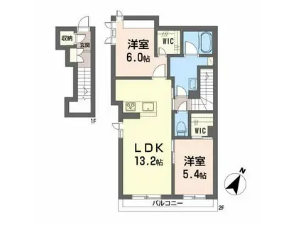 グラティテュードT(2LDK/2階)の間取り写真