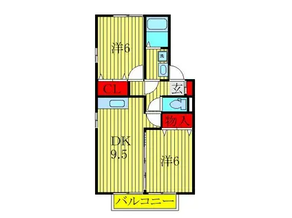 ロジュマンマエバラD(2DK/2階)の間取り写真