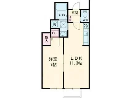 FLEUR 大津  I(1LDK/1階)の間取り写真