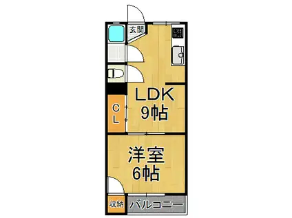 大栄マンション(1LDK/4階)の間取り写真
