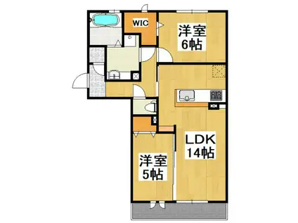 ロイジェントパークスレイクタウンII A(2LDK/2階)の間取り写真