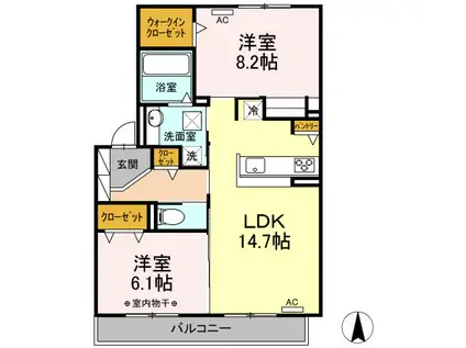 ロアールANDO.ES(2LDK/1階)の間取り写真